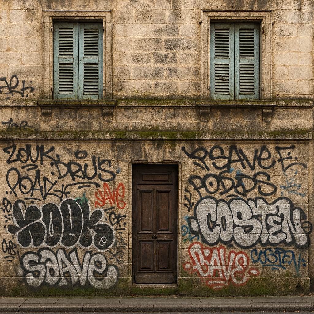 Avant — Façade d'immeuble — nettoyage et dégraffitage