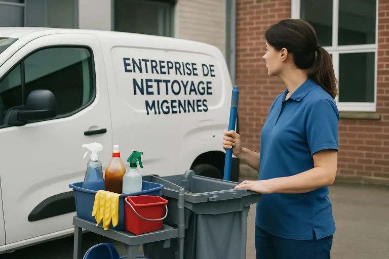 Équipe de nettoyage dans un appartement insalubre à Migennes, en pleine action.